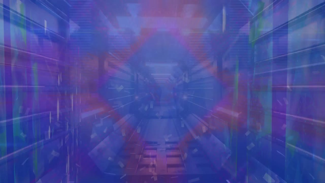 Animation of shapes over digital tunnel