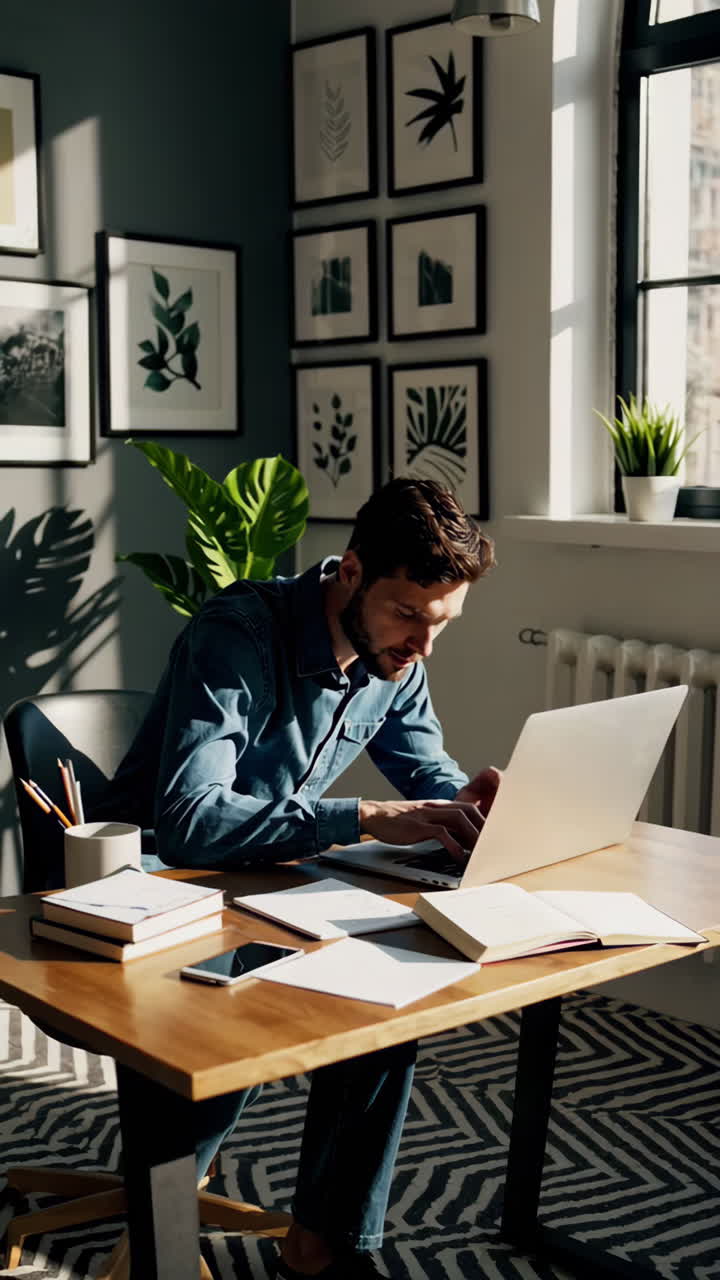Uomo che lavora in un ufficio a casa