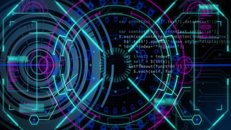 animación de procesamiento de datos digitales sobre escaneo de alcance en fondo negro