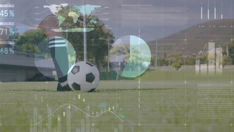 animación del procesamiento de datos sobre un jugador de fútbol caucásico