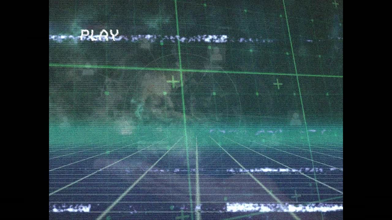 회전하는 지구에 대항하여 그리드 네트워크를 통해 데이터 처리를 통해 vhs 장애 효과의 애니메이션