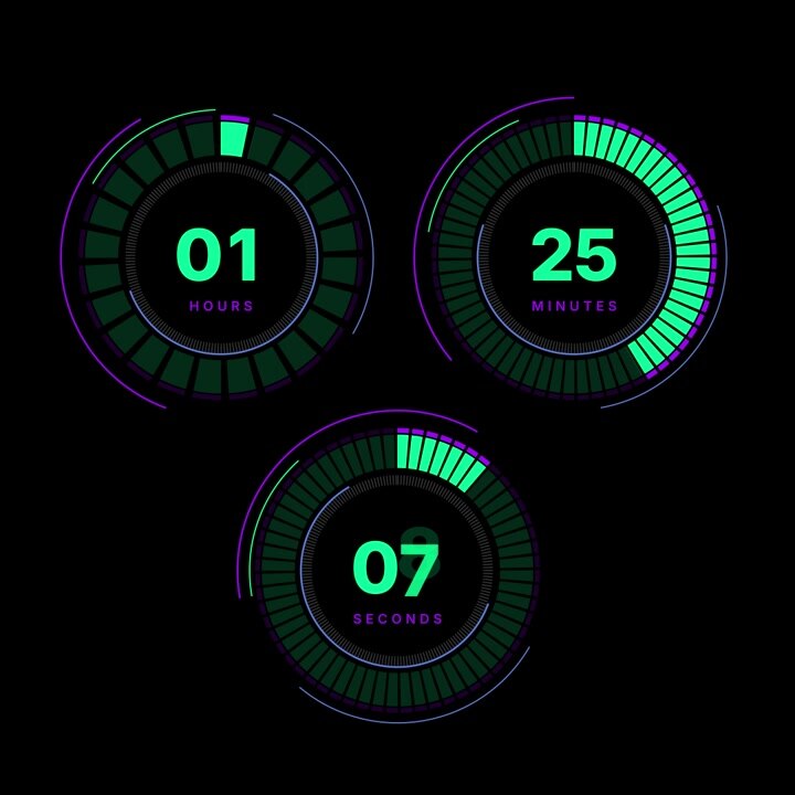 Antarmuka Pengatur Waktu Mundur Digital dengan Jam, Menit, dan Detik