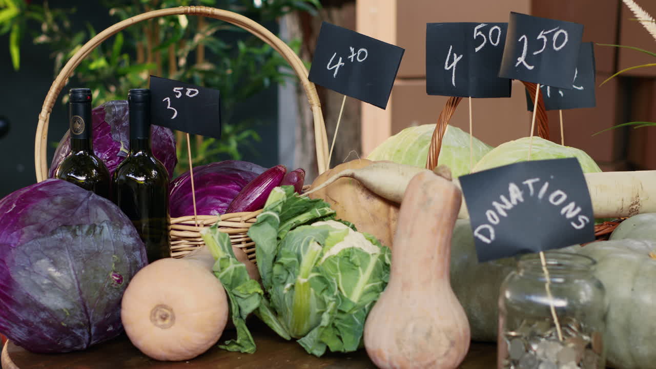 Fresh Vegetables and Donations at the Market