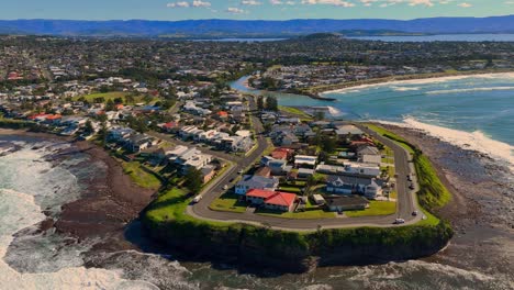 aerial establishing orbit of barrack point and coastal neighborhood in new south wales, australia, real estate overview