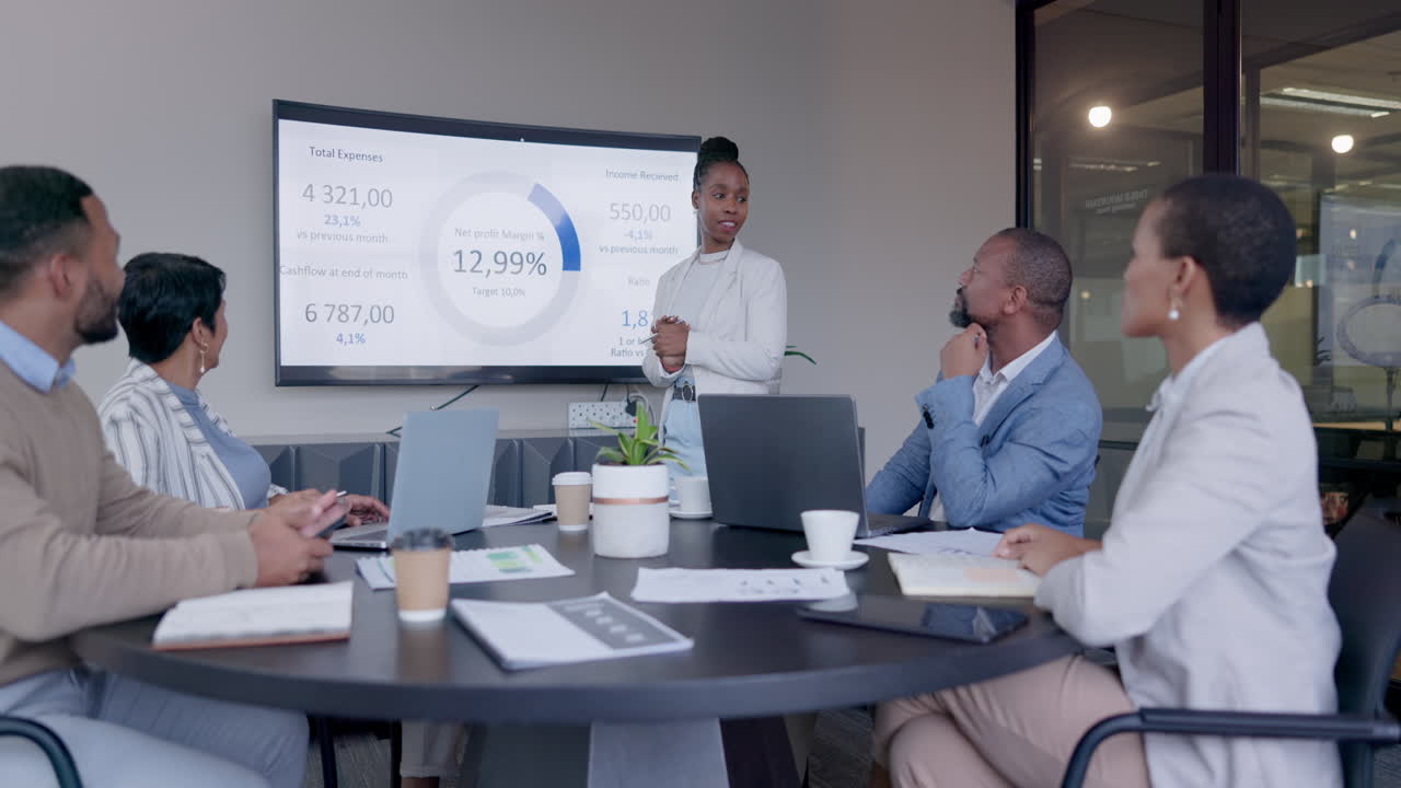Office, presentation and business people