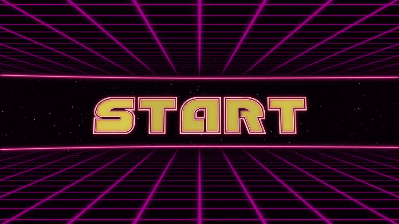 Start Title Animated Retro Futuristic 80s 90s Style. Animation squares and retro background