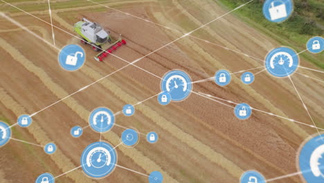 Agricultural machinery processing data with network connectivity in field