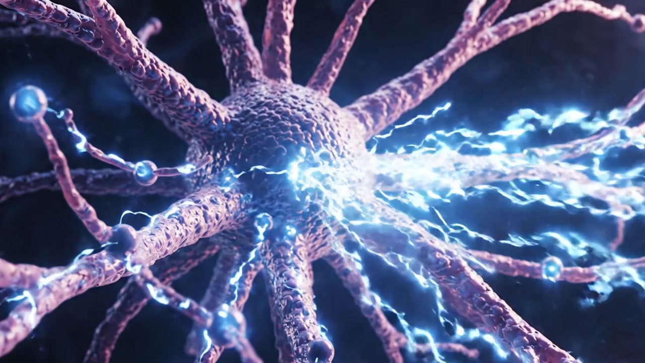 Captivating Visual Representation of a Neuron in an Electrifying State, Highlighting Its Unique Structure and Neural Activity Dynamics in Stunning Detail