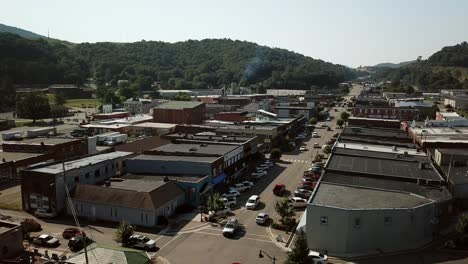 Aerial-pullout,-West-Jefferson,-NC