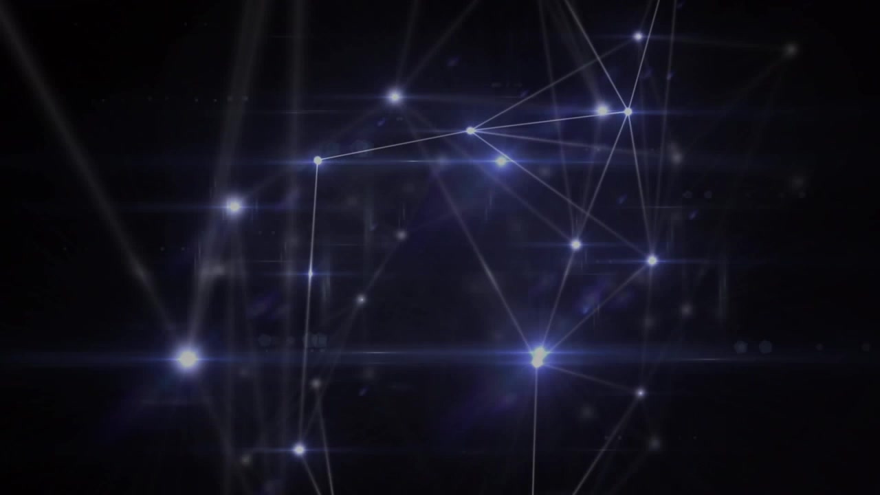 Animated Abstract Network with Glowing Connections and Light Flares