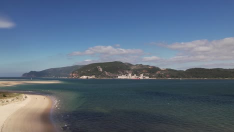 Aerial-view-of-Troia-Peninsula,-Setubal,-Portugal