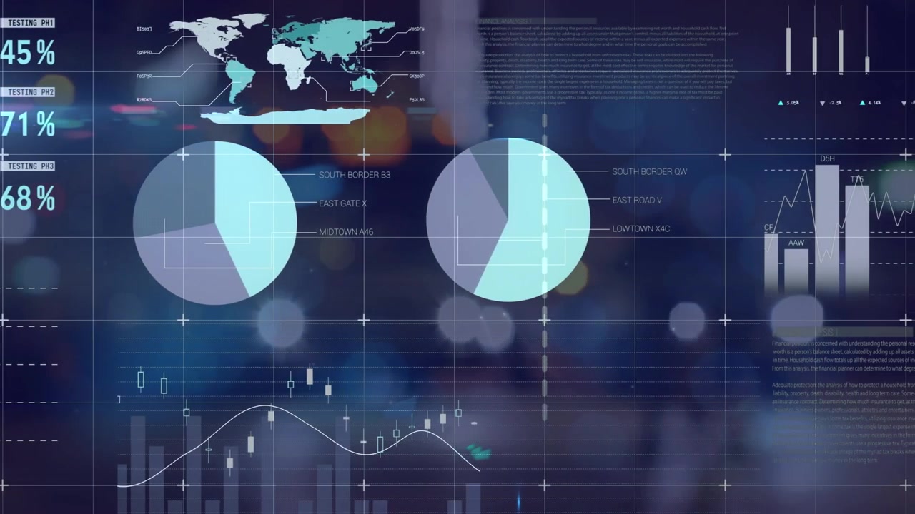 Animation of statistics and data processing over out of focus lights
