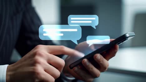 closeup of a businessman's finger swiping on a smartphone screen