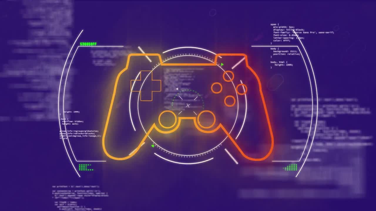 Animation of gamepad icon over data processing
