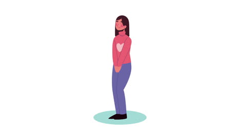 in love woman character animation