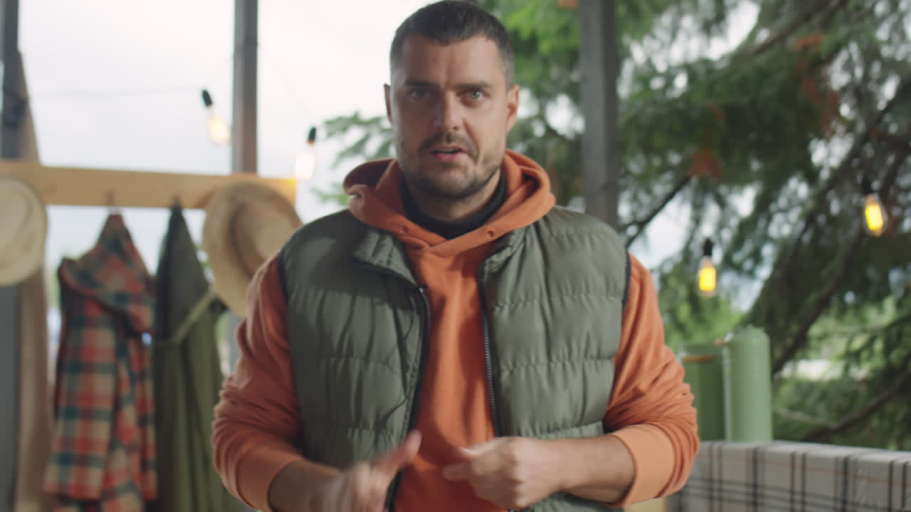 Food Blogger Giving Online Cooking Class on Outdoor Terrace