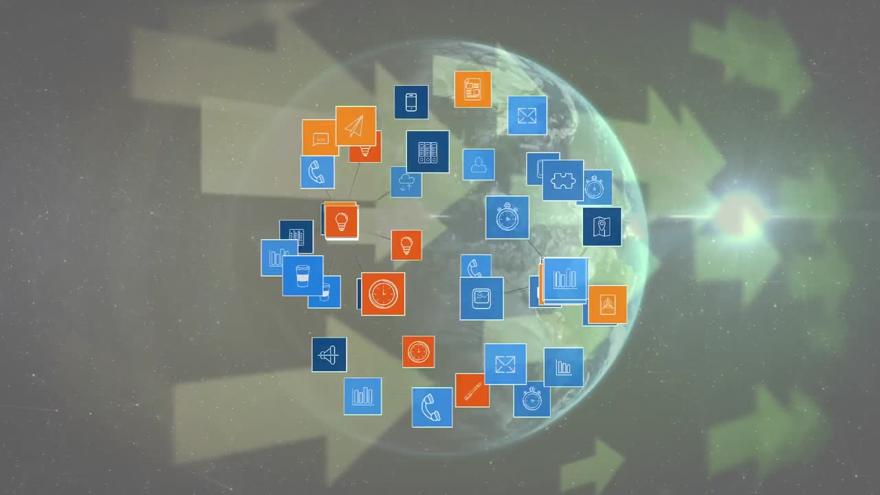 iconos de aplicaciones digitales y globo