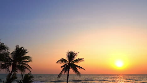 pintoresco paisaje de paraíso tropical, puesta de sol en el océano con palmeras