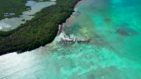 aerial of sian kaʼan reserve mexico tulum travel holiday destination drone reveal unpolluted caribbean sea