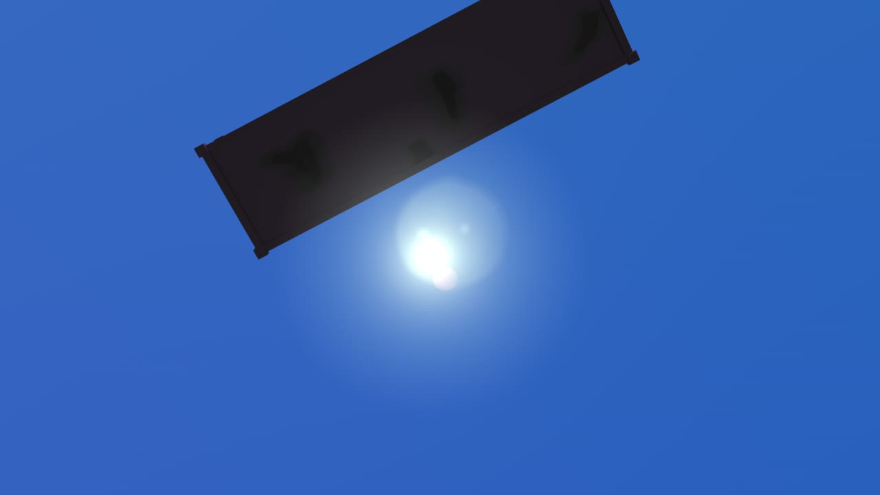 마젠타 색의 녹은 운송 컨테이너가 땅에 착륙하는 느린 동영상