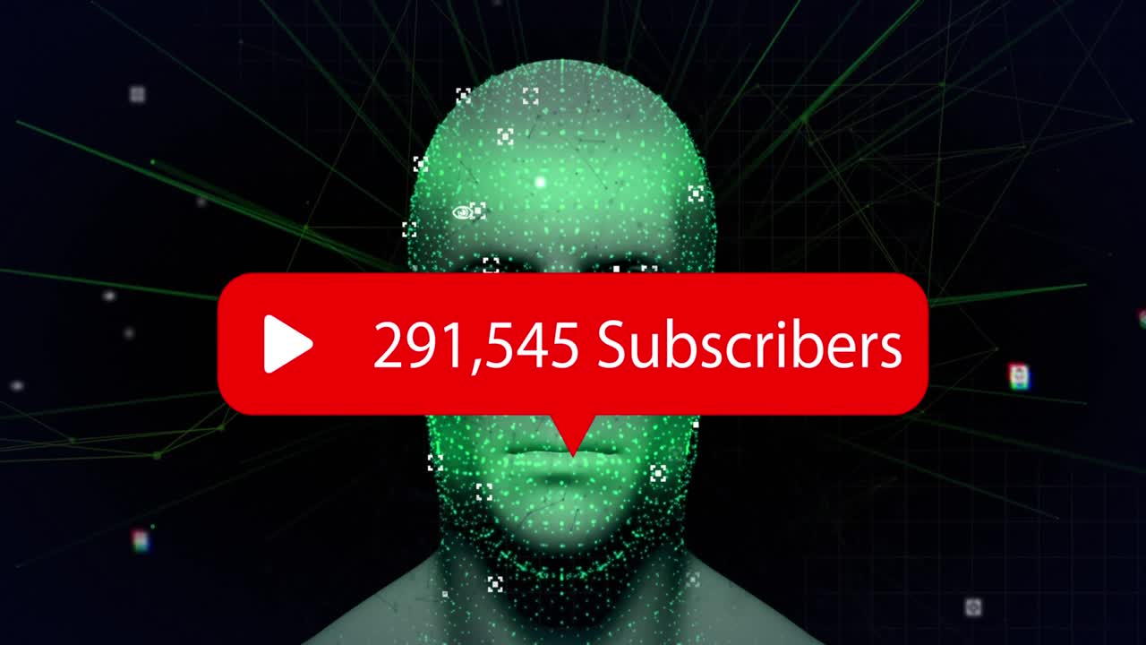 animación de la red de conexiones a través de iconos de medios y cabeza.