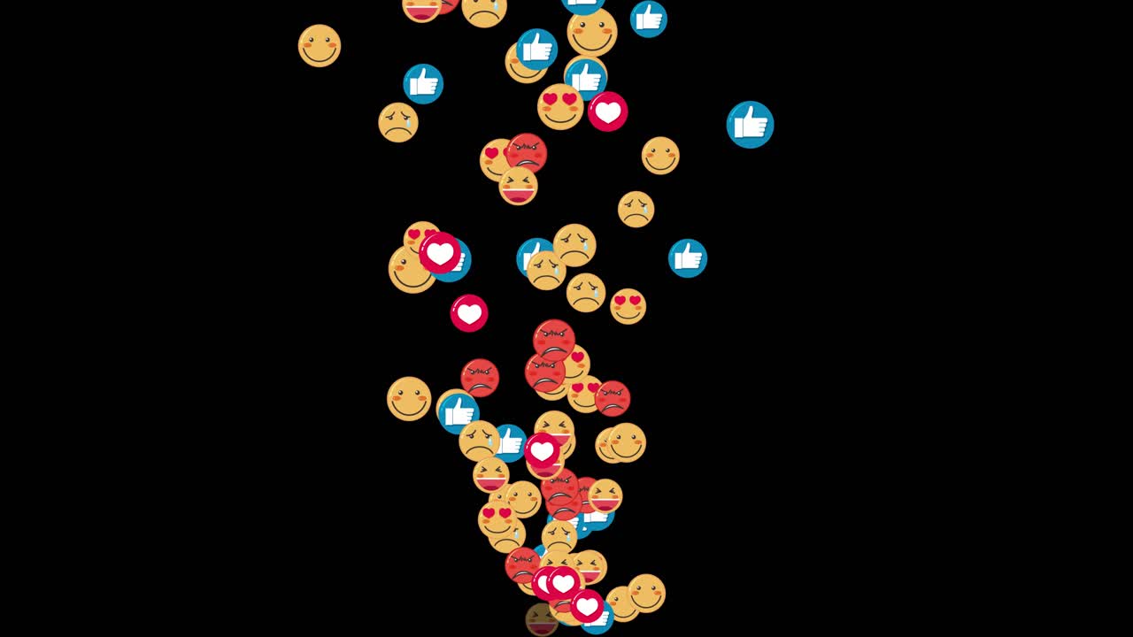 Emoticons and reactions cascading down the screen | Premium Stock Video ...