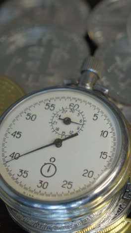 bitcoin btc with stopwatch