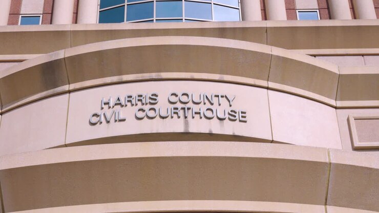 Inquadratura d'apertura dell'edificio del tribunale civile della Contea di Harris