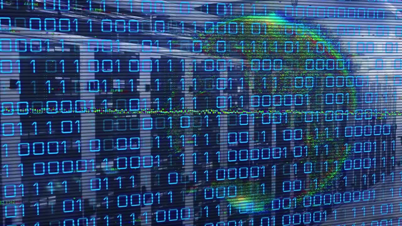 Animation of data processing over server room