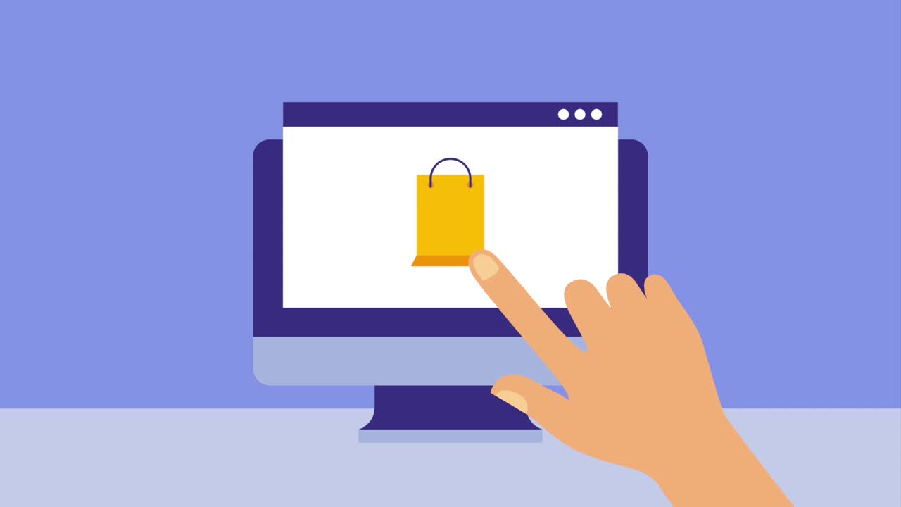 hand click computer online shopping bag