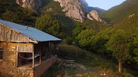 mountain people in local village rural area in rock cliff forest in iran countryside living in nature natural food and healthy life sunset golden time summer season middle east israel asia landscape