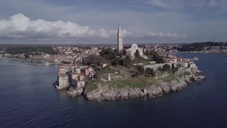 aerial panorama of old town rovinj, istria, croatia. original untouched log format.