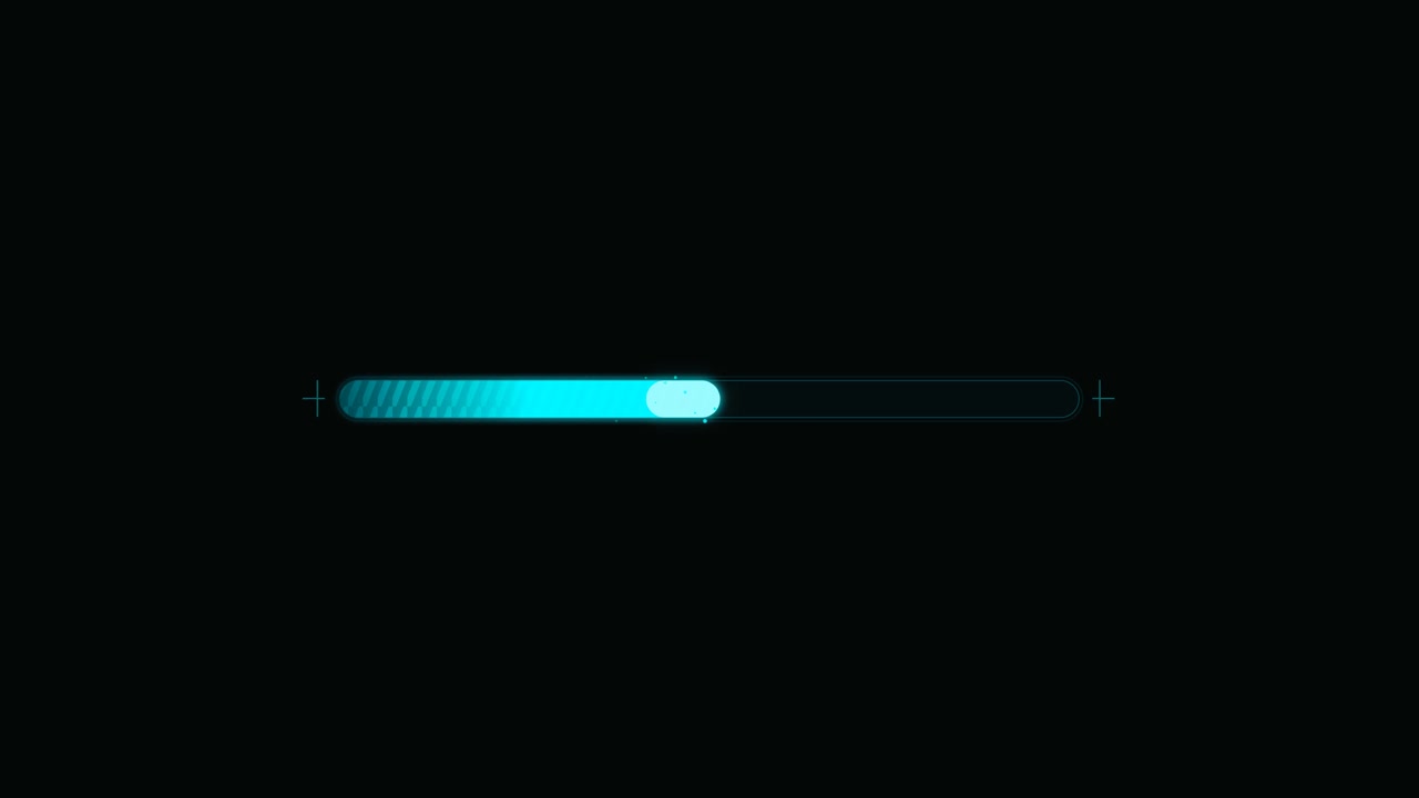 Digital Loading Progress Bar Animation on Black Background