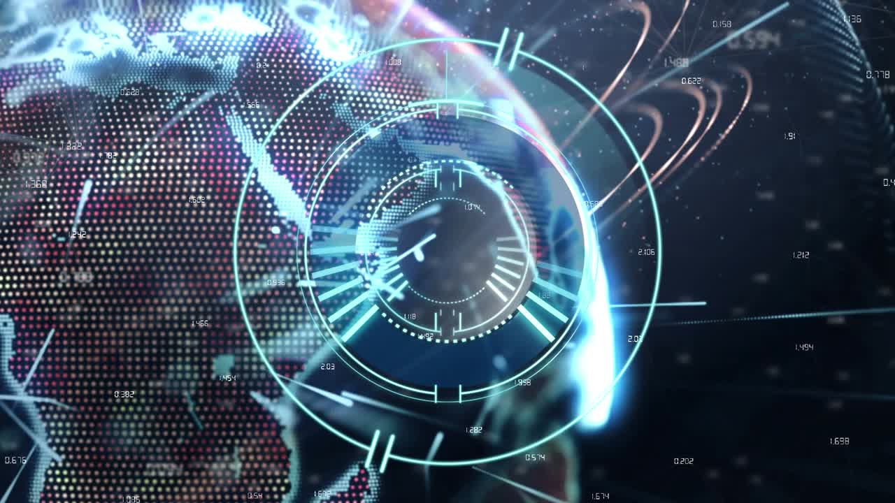 Animation of scope scanning over globe with connections