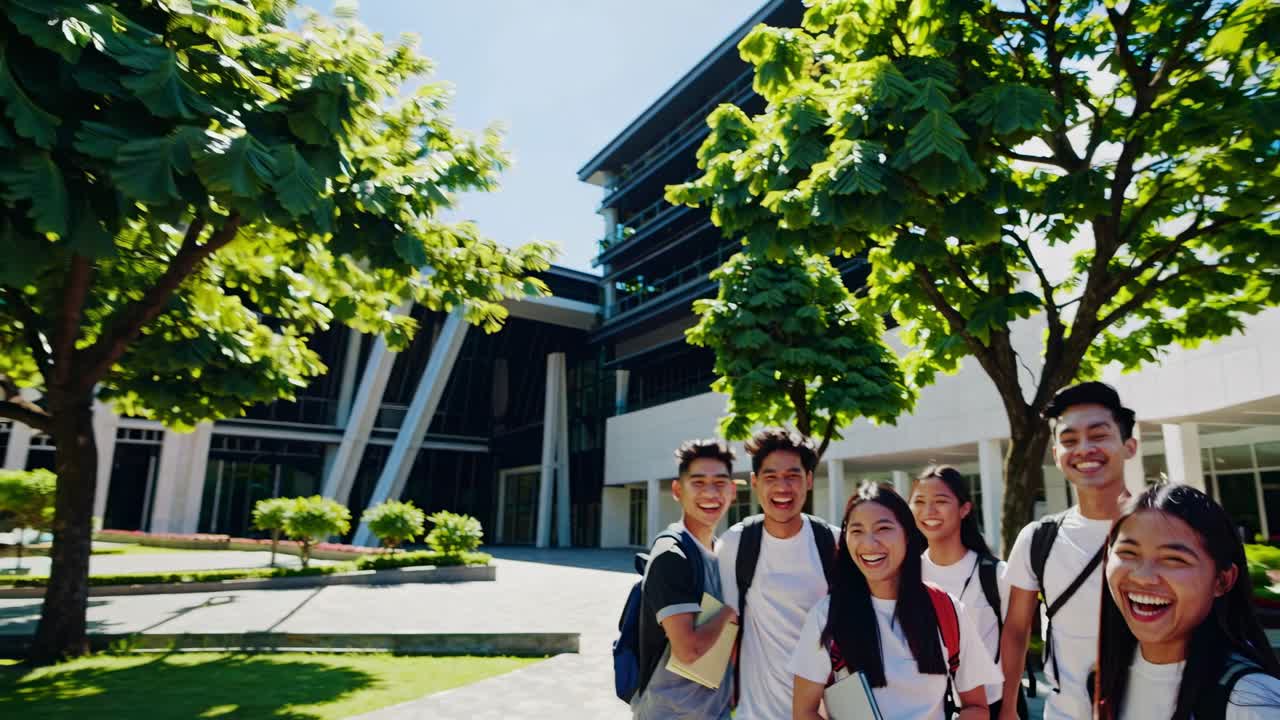 캠퍼스에서 행복한 학생들