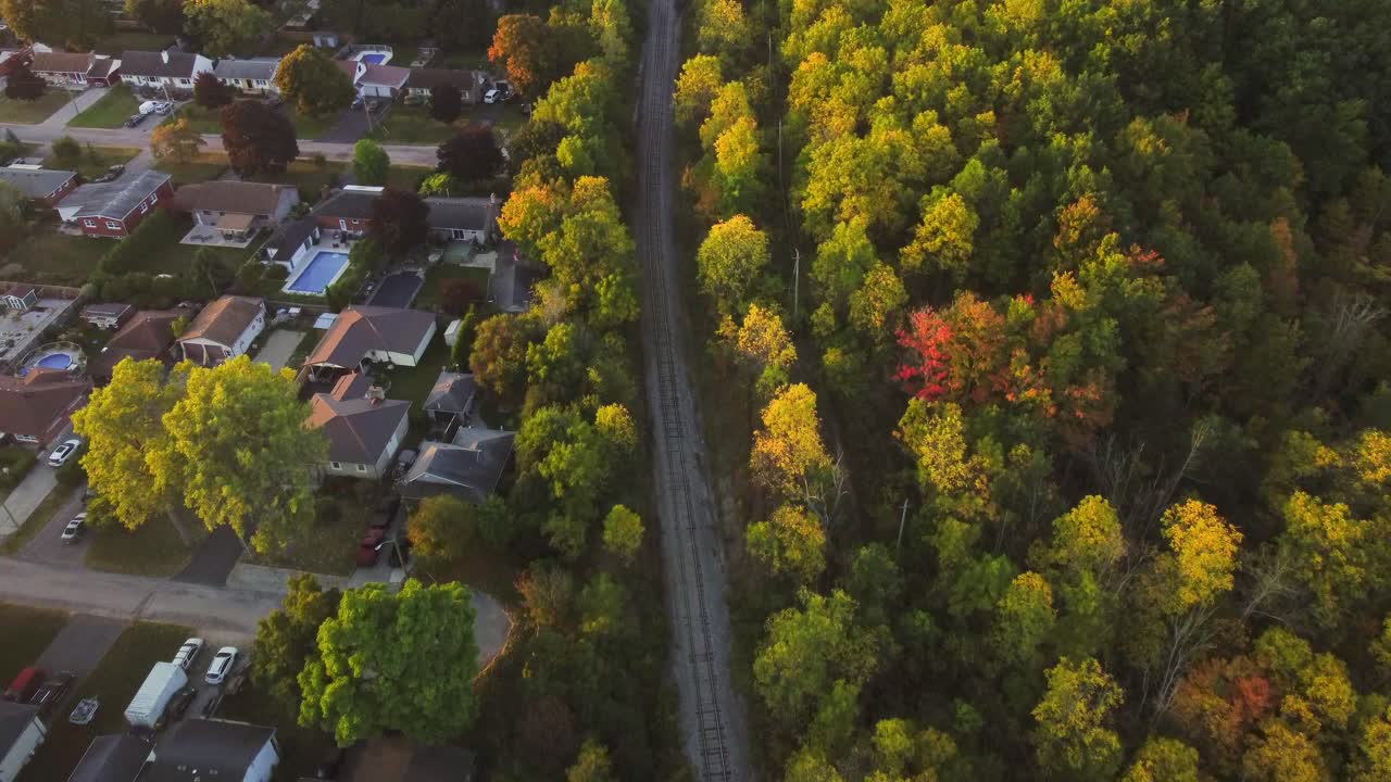 Scenic Autumn Sunrise Over Ontario Landscape From Above