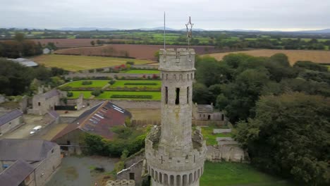 Duckett's-Grove-castle-tower-POV-drone-view