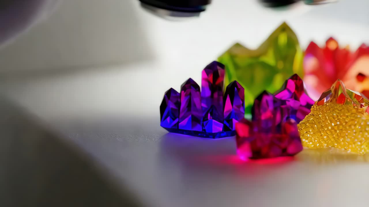 Colorful Crystals Under Microscope