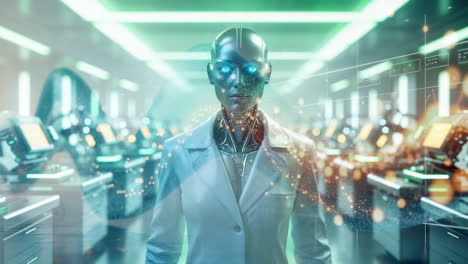 ai robot in a futuristic research facility