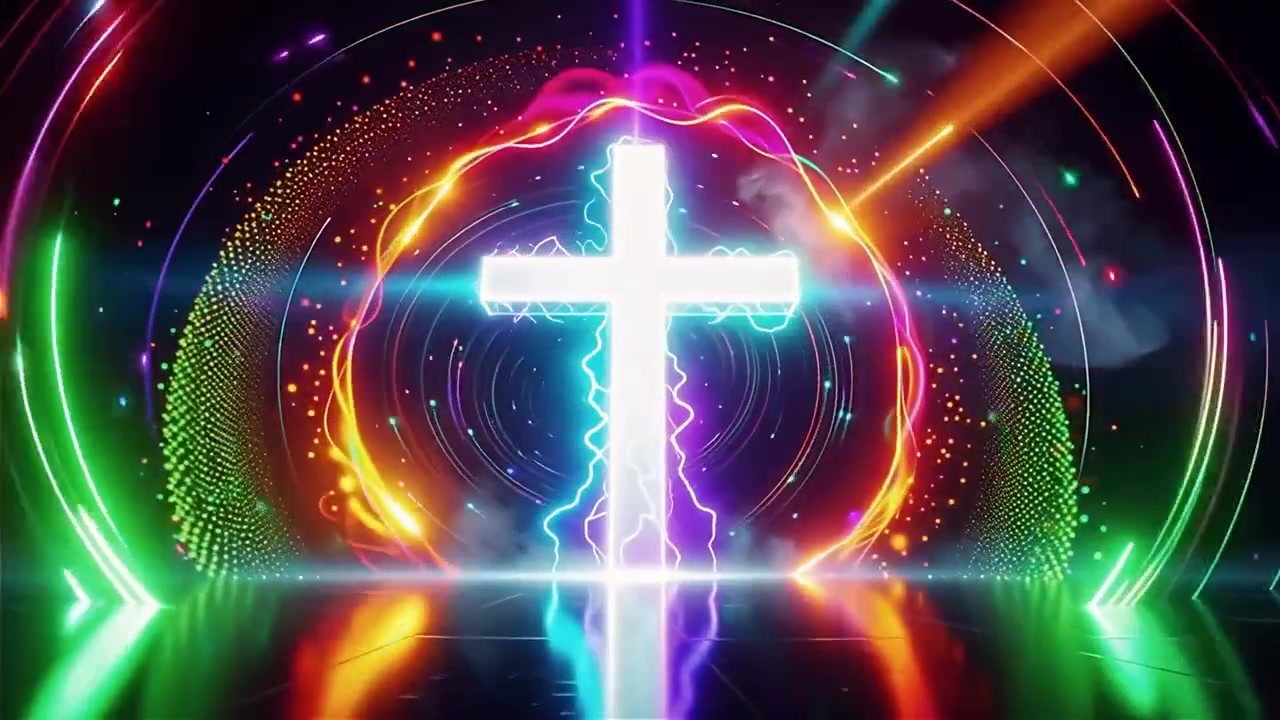 Croce Cristiana Luce Celestiale Sfondo per il Culto.