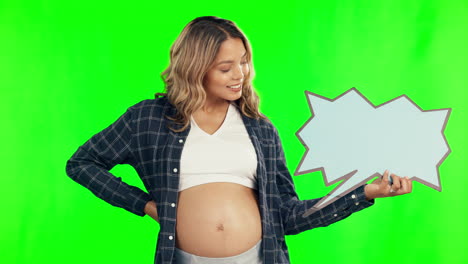 happy pregnant woman, speech bubble