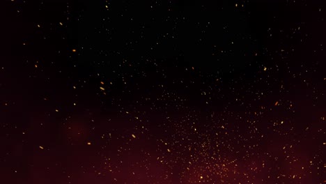 4k fire particles over black background flying embers from fire smoke motion of fiery orange red