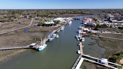 aerial fast push into shem creek near charleston sc, south carolina