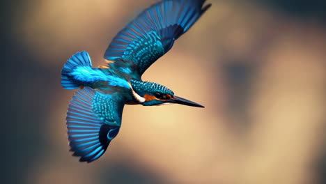 vibrant kingfisher in flight