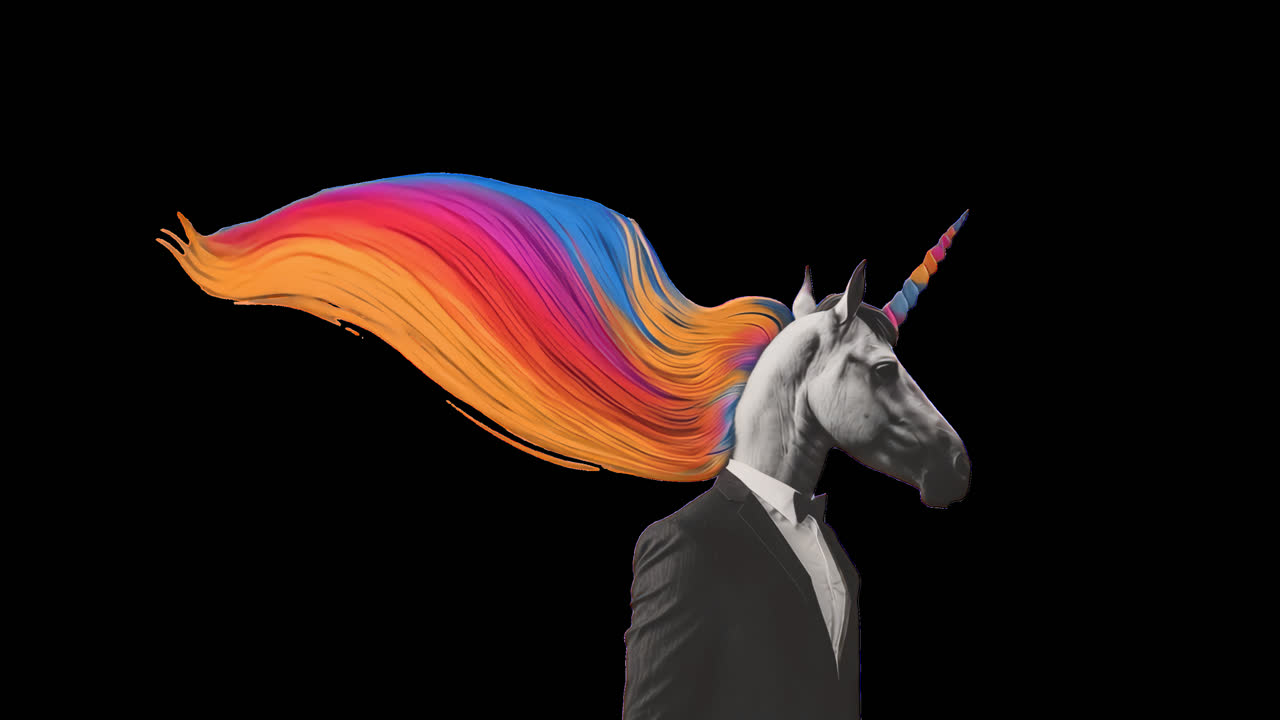 Surreal unicorn business elegance