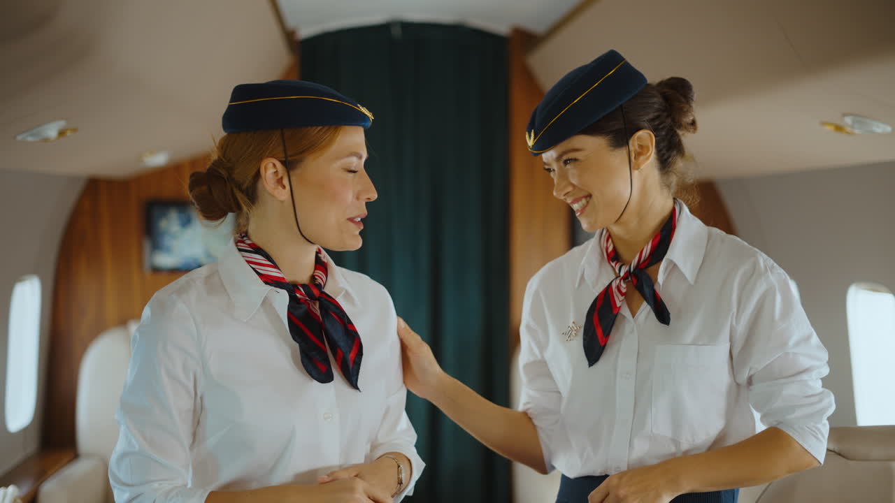 To stewardesser i et privatfly