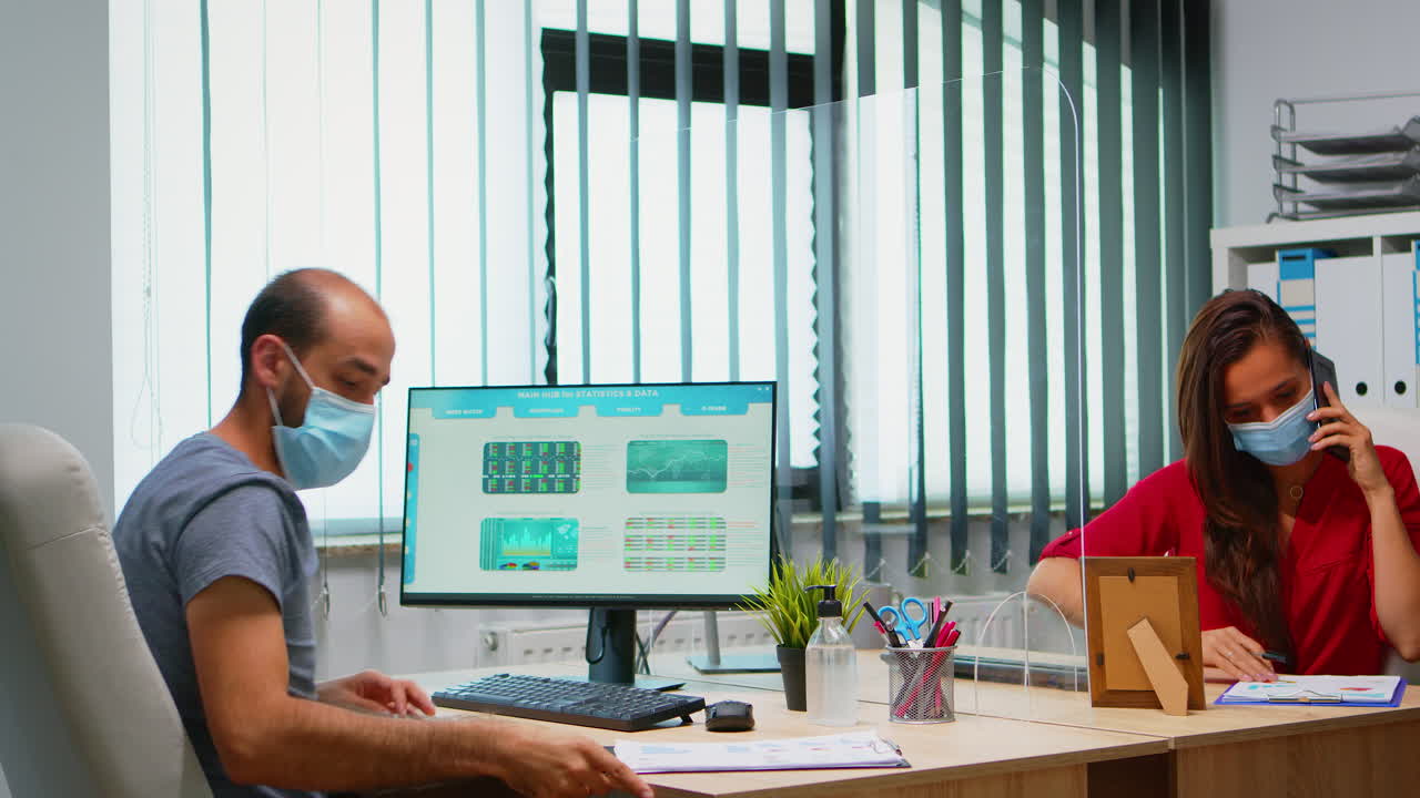 Business team working in new normal office