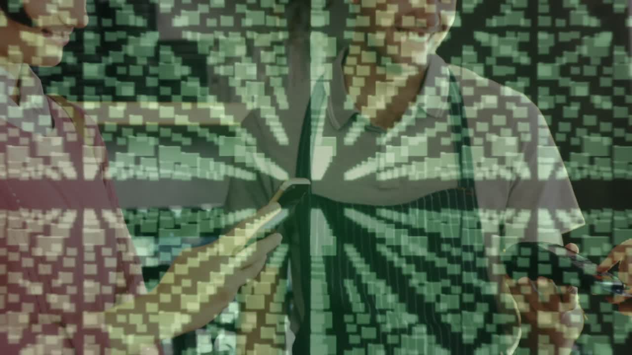 animación del candado de seguridad de la red sobre las personas que utilizan el terminal de pago