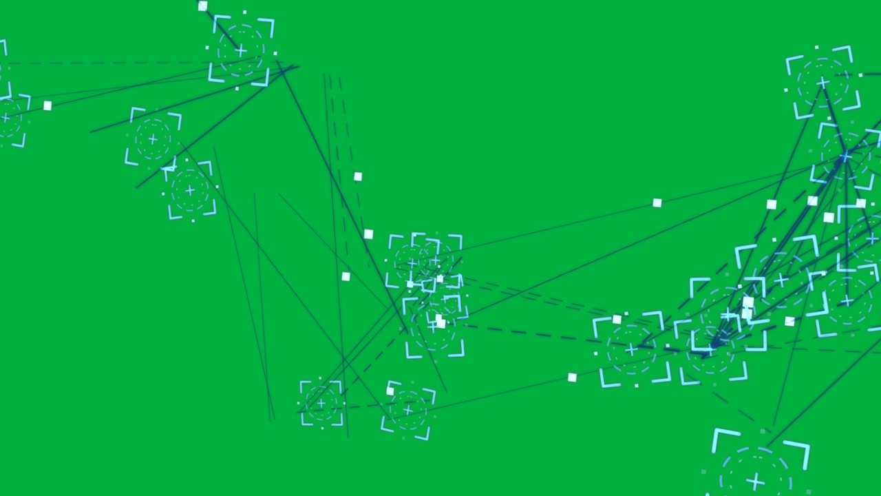 On start, teal network pulsing, sending dots along links to show flow on transparent backdrop