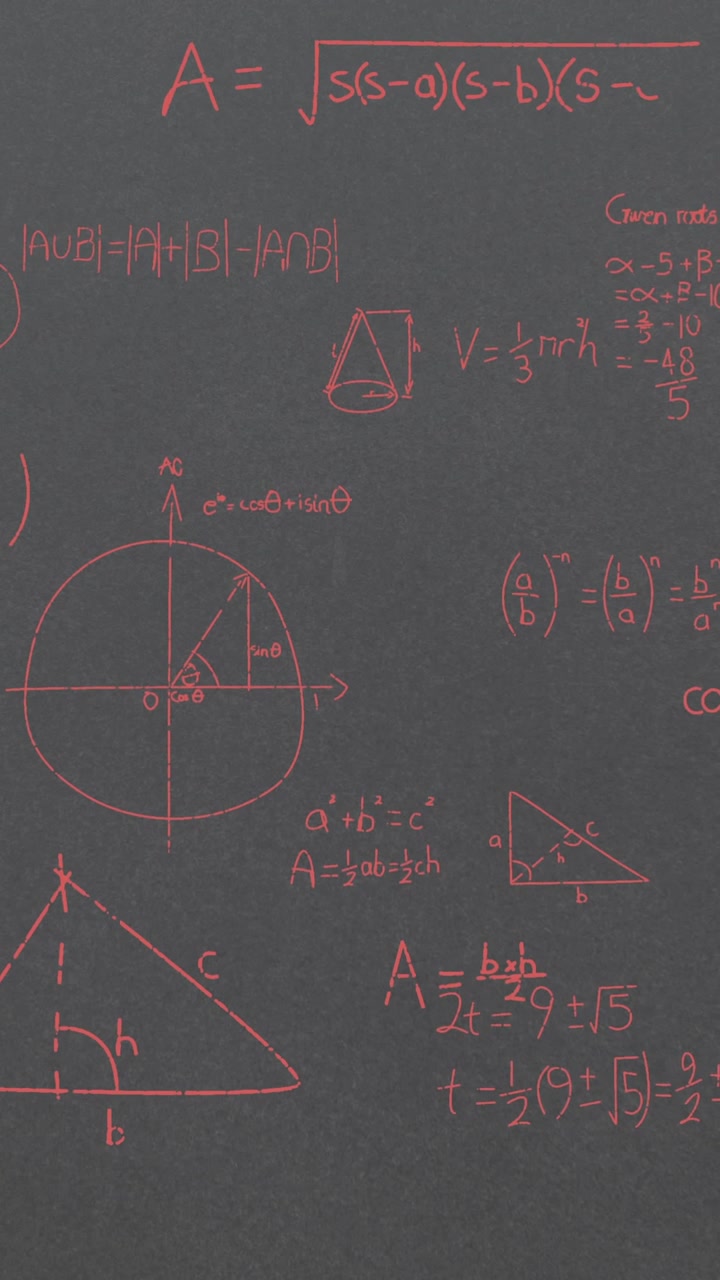 Animazione di equazioni matematiche su sfondo grigio